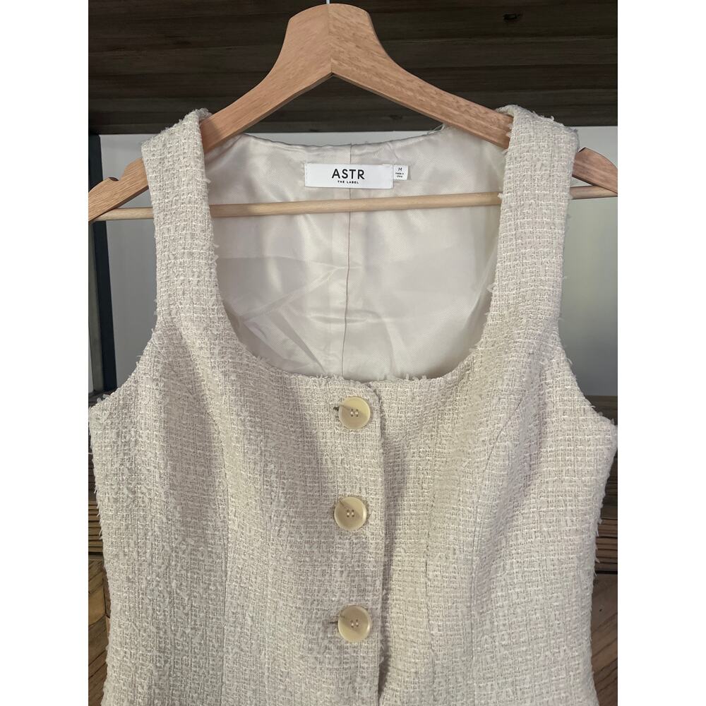 Astr Tweed‎ Long Tailored Vest Medium Cream/Ivory - Picture 2 of 6